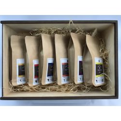 Szemes kávé ajándékcsomag fa díszdobozban 25.