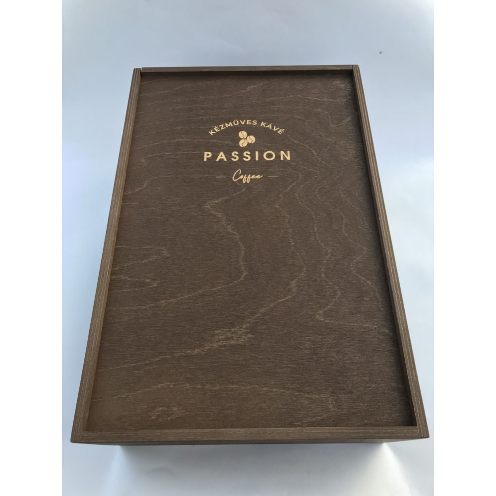 Gravírozott Passion Coffee fa díszdoboz