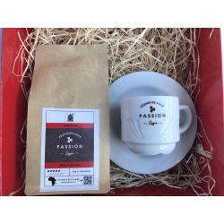   Szemes kávé ajándékcsomag passioncoffee kávés csészével karton díszdobozban 50.