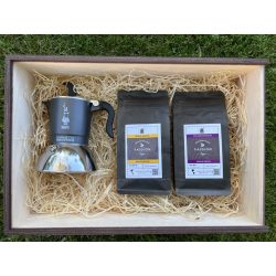   Szemes kávé ajándékcsomag kétszemélyes Bialetti Indukciós Fiammetta kotyogóval