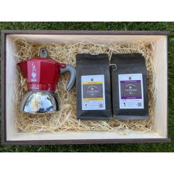   Szemes kávé ajándékcsomag négyszemélyes Bialetti Moka indukciós kotyogóval